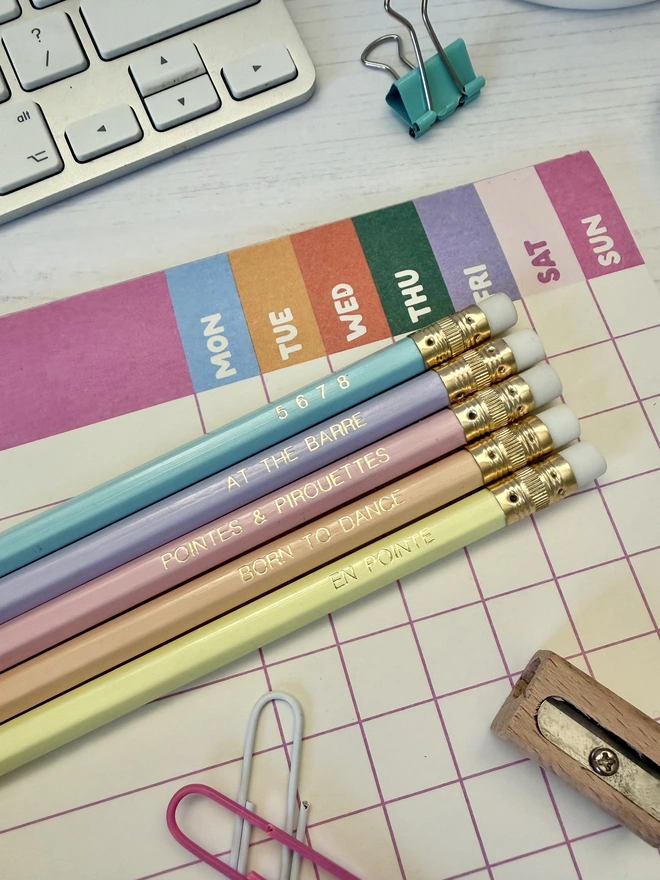 Ballet Dancer Hand-Stamped HB Pencils (Set of 5)