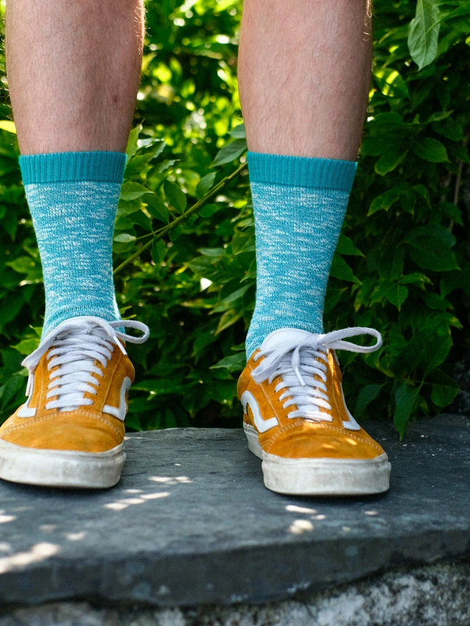 Turquoise Slub Socks