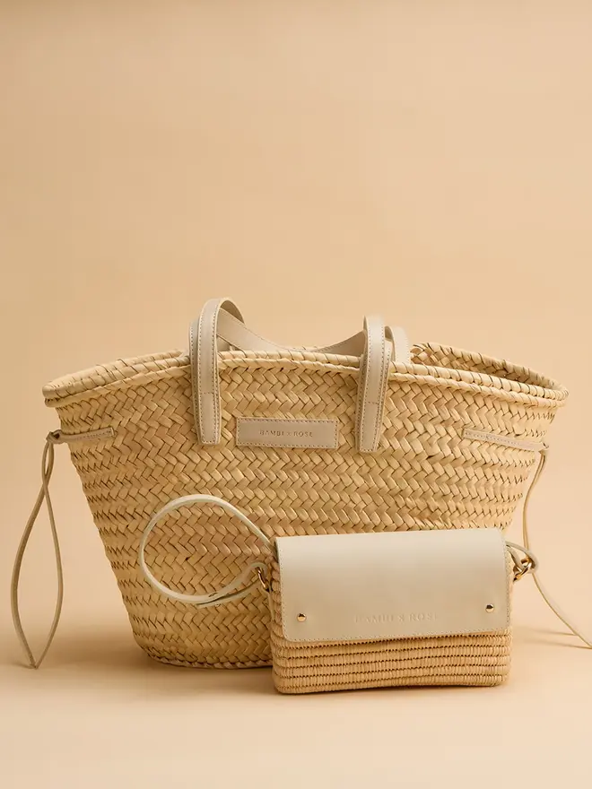 Pampelonne Maxi Crème Palm Leaf Basket