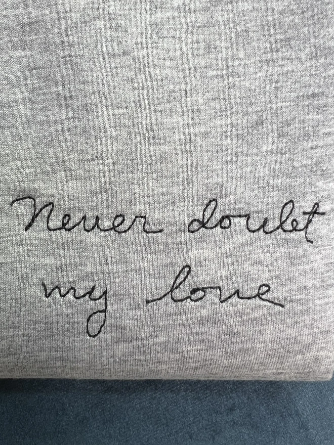 custom handwriting embroidered t-shirt