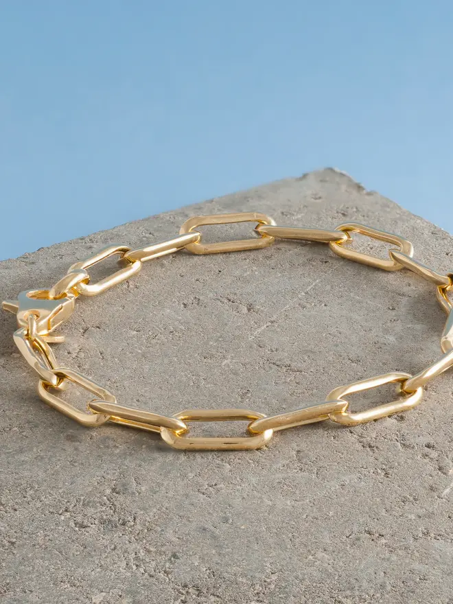 Gold Long Link Chain Bracelet