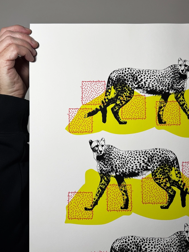 A Coalition of Cheetahs - Screen Printed Poster - close up top left
