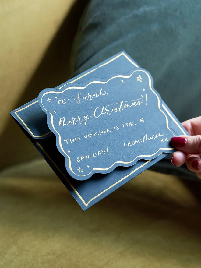 Green and Gold Calligraphy Gift Voucher