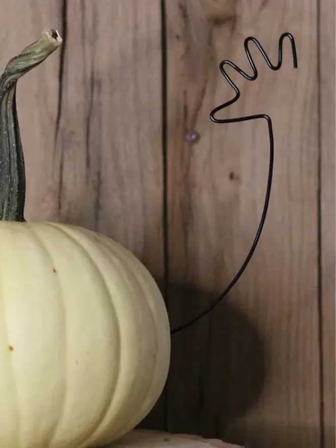 Hands only pumpkin decoration for halloween seen in a white pumpkin.