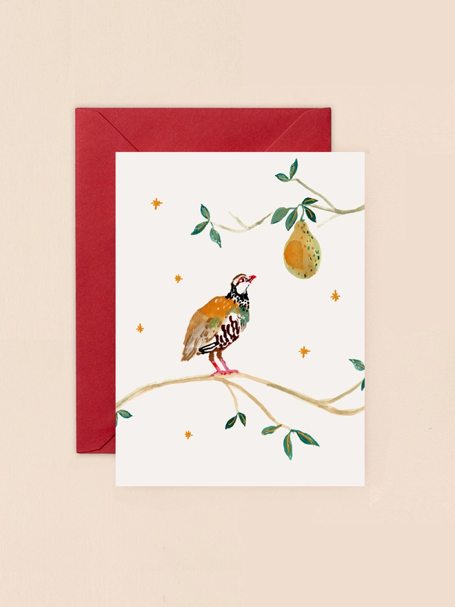 Partridge and Pear Mini Christmas Card
