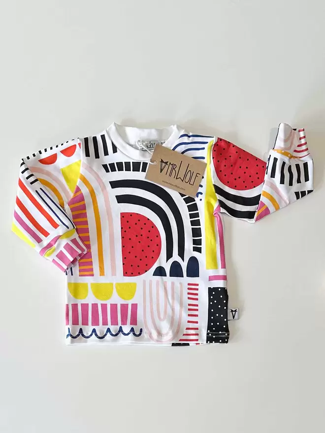 Colour block art printed long sleeve T-shirt for babies and toddlers