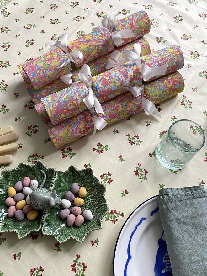 Hand-marbled Easter or Birthday crackers 