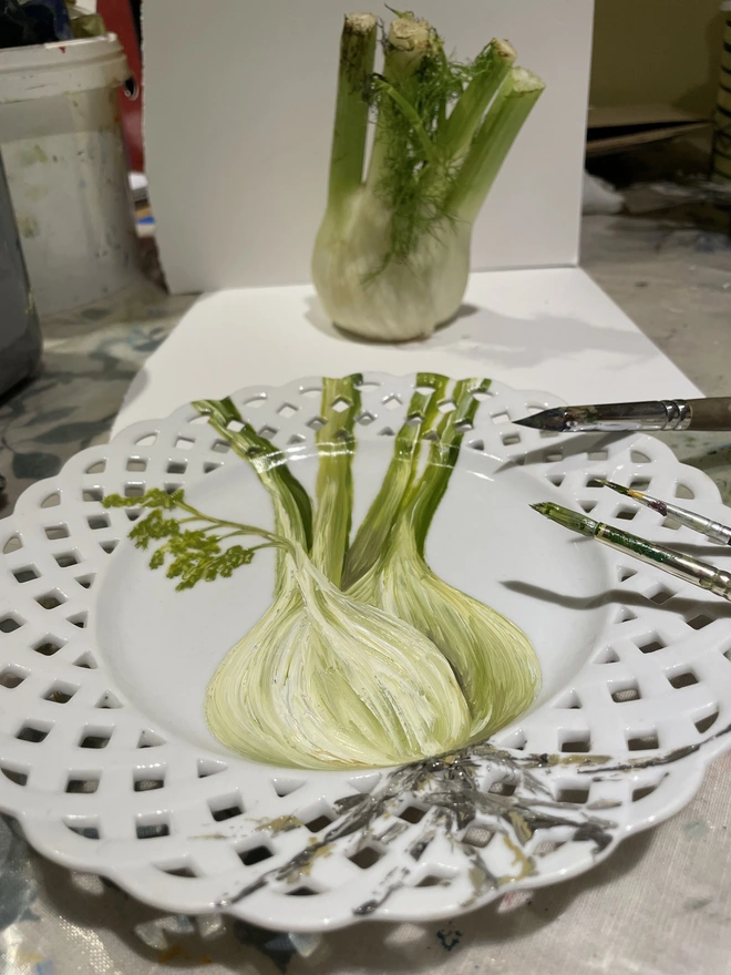 painting fennel in the studio