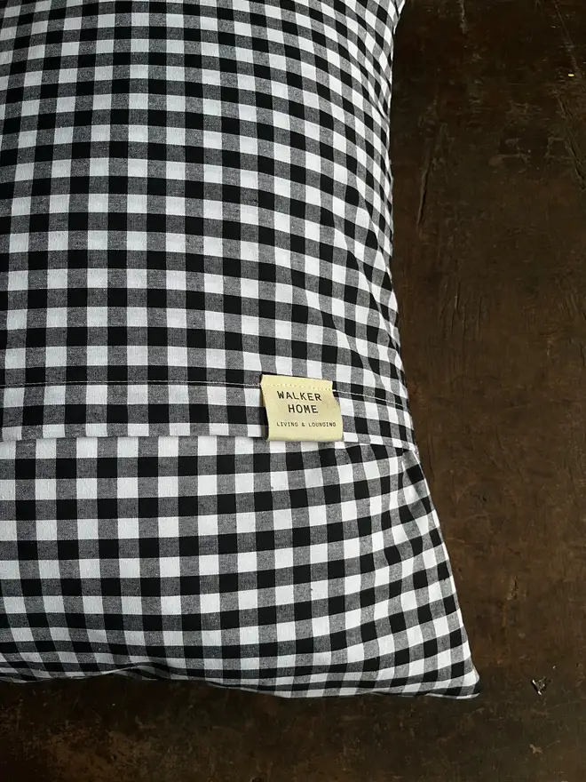 black and white gingham check cushion