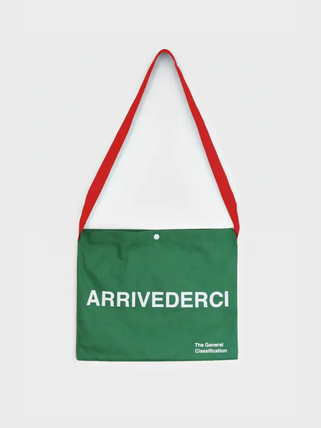 'Ciao' Canvas Musette, against a grey background. 