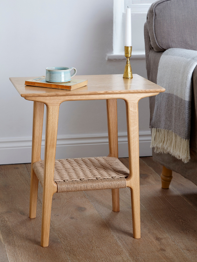 large handmade wooden side table