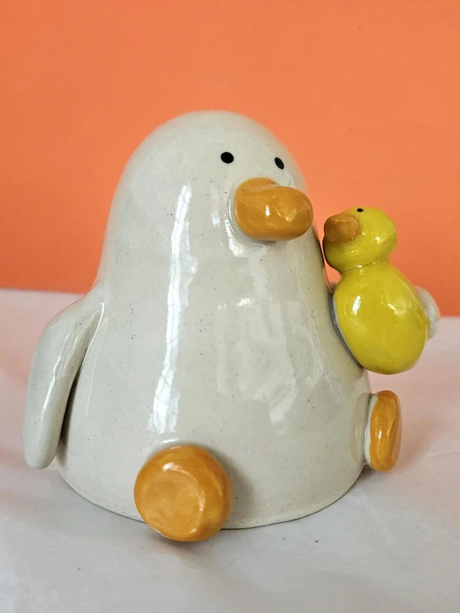 Val With The Pal Duck Ceramic Sculpture