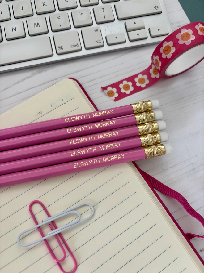 Personalised Pink HB Pencil Set
