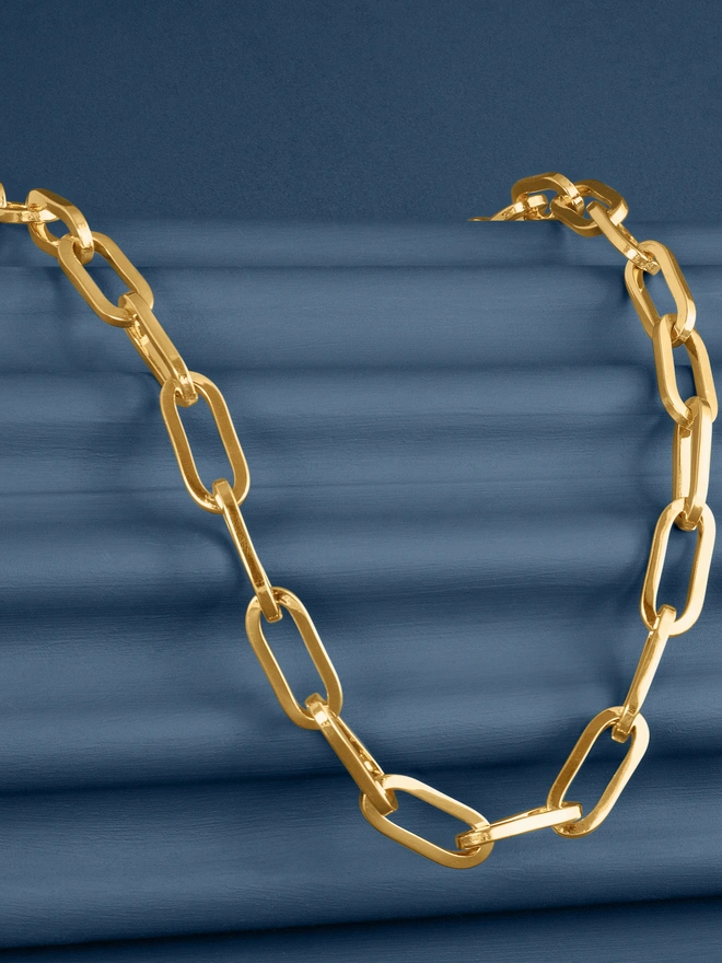Gold Chunky Long Link Chain Necklace 2
