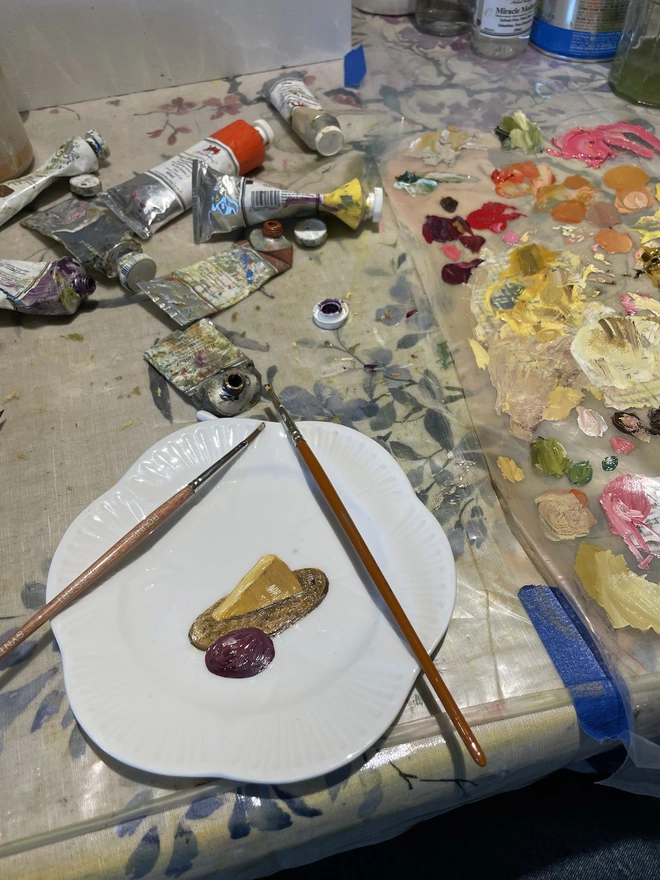 painting in the studio