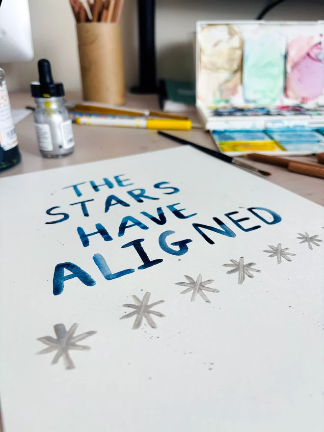 The Stars Have Aligned original artwork in watercolour and ink