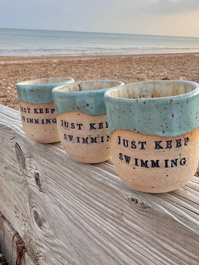 'Just Keep Swimming' Coastal Style Ceramic Cup