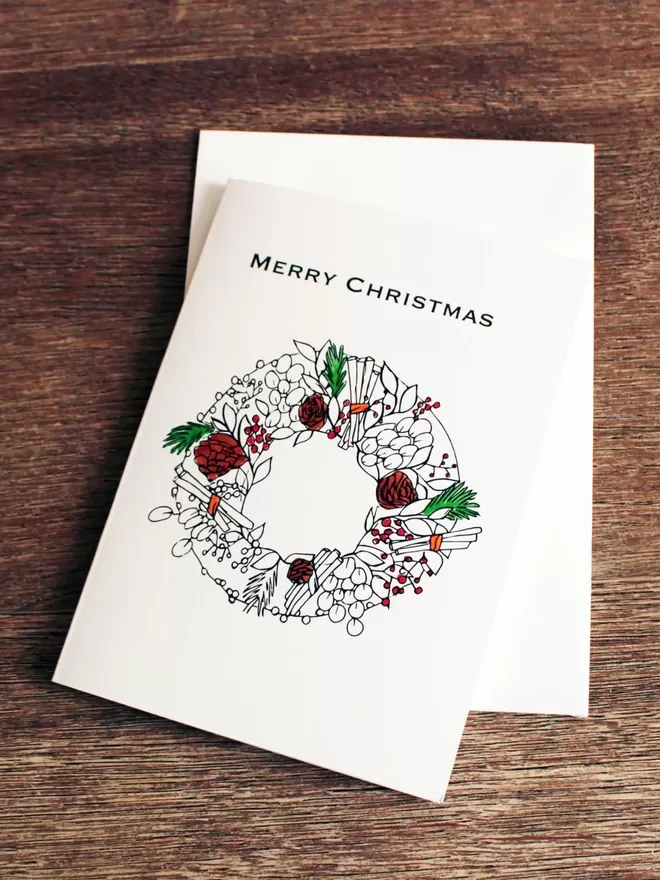 Colour In Your Own Winter Wreath Christmas Cards - Pack Of 5