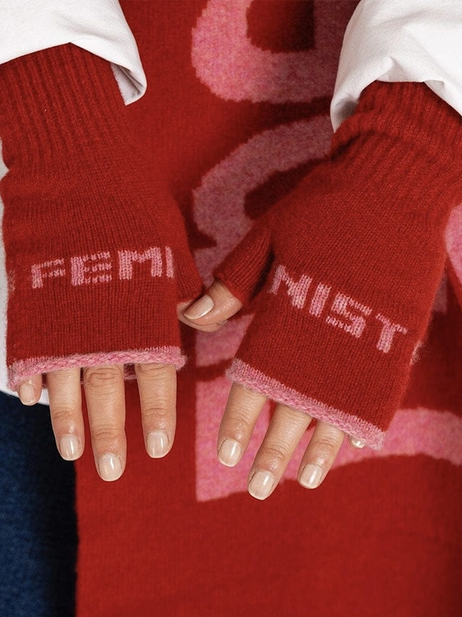 "Feminist" Fingerless Gloves 