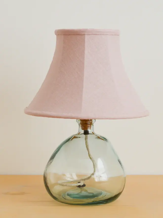 Pink & Mustard Empire Soft Lampshade with glass base