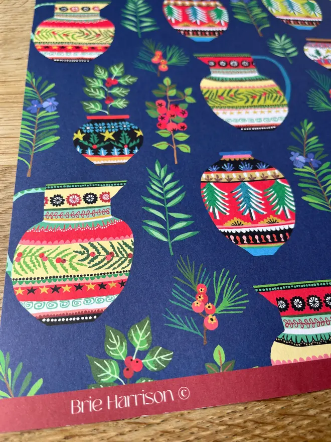 christmas jug print gift wrap