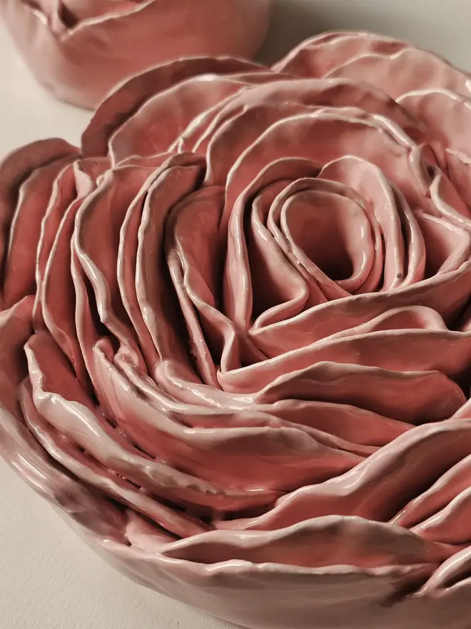 peach ceramic rose flower pottery wall decor 3d sculpture floral art 