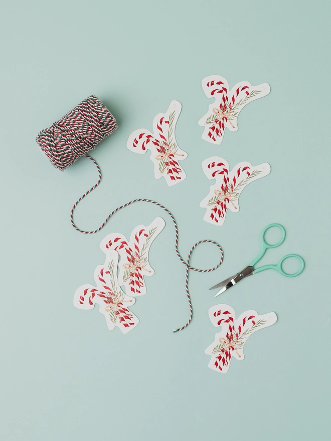 6 Candy Cane Gift Tags 