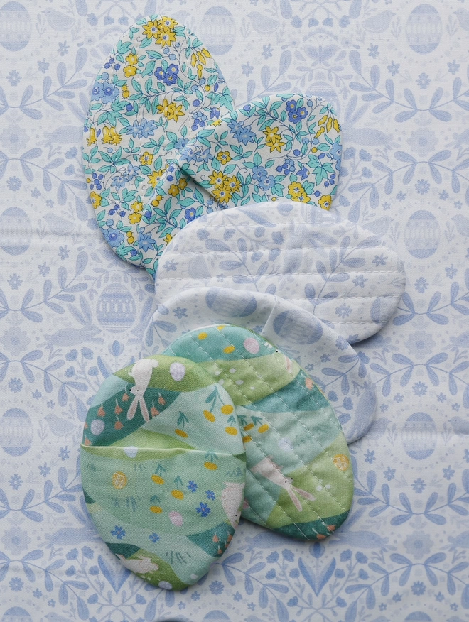 Cooper and Fred Resuable Quilted Easter Eggs Mix and Match Prints