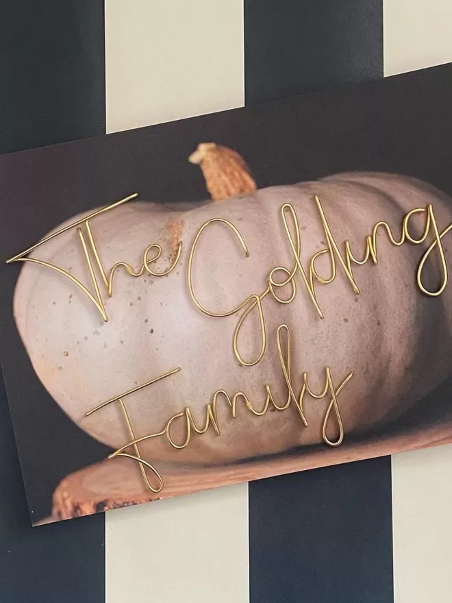 The Golding family pumpkin sign for halloween.