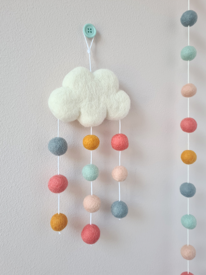 Pastel Rainbow Felt Cloud Hanging Decoration