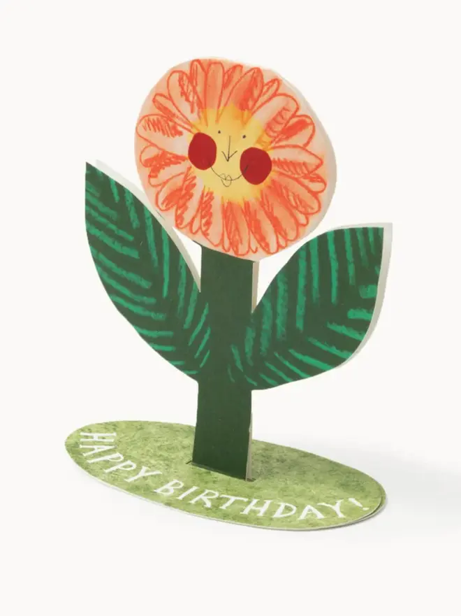 flower card with smiley face for birthday