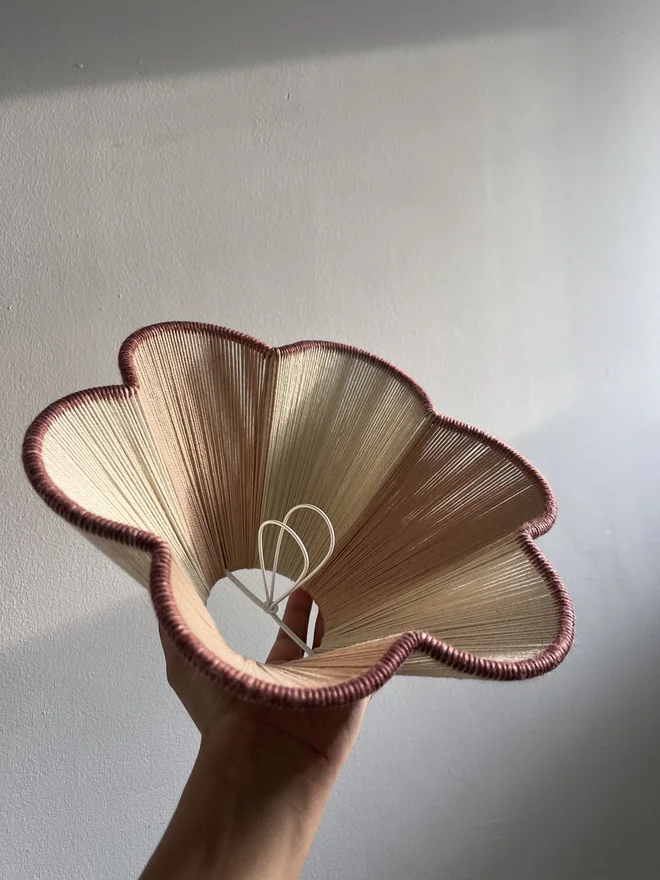 String Petal Flower Lampshade Mocha Brown Trim