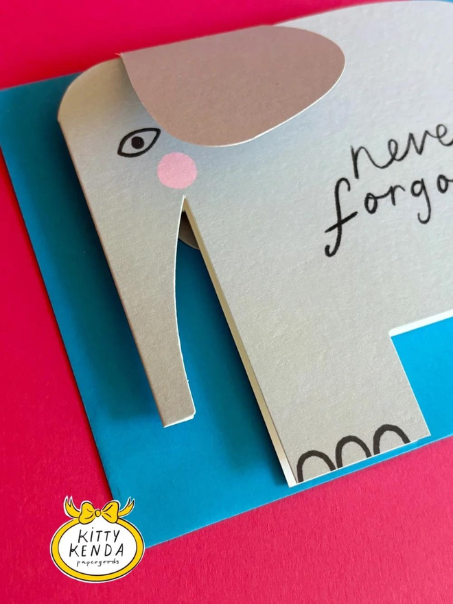 grey never forgotten elephant fold out card with envelope