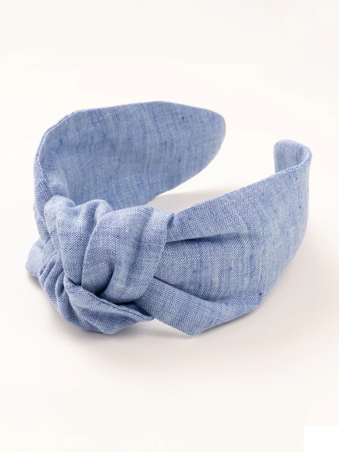 Vanessa Rose Headband in blue linen