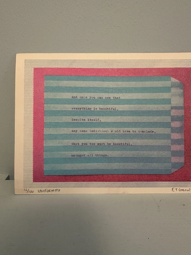 'Uniformity' A5 Risograph Print Wall Art