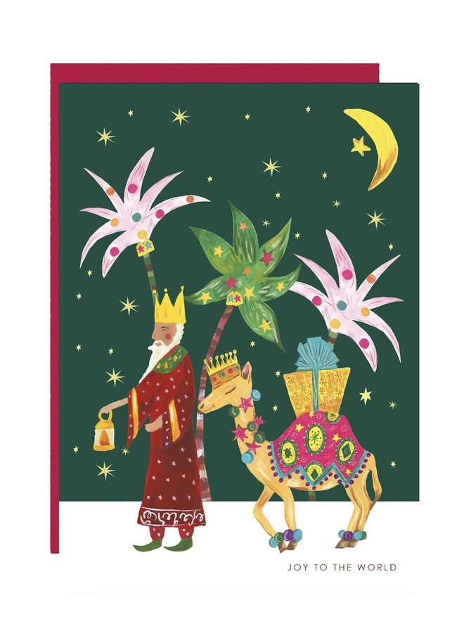 'Joy To The World', Wise Man And Camel Christmas Card