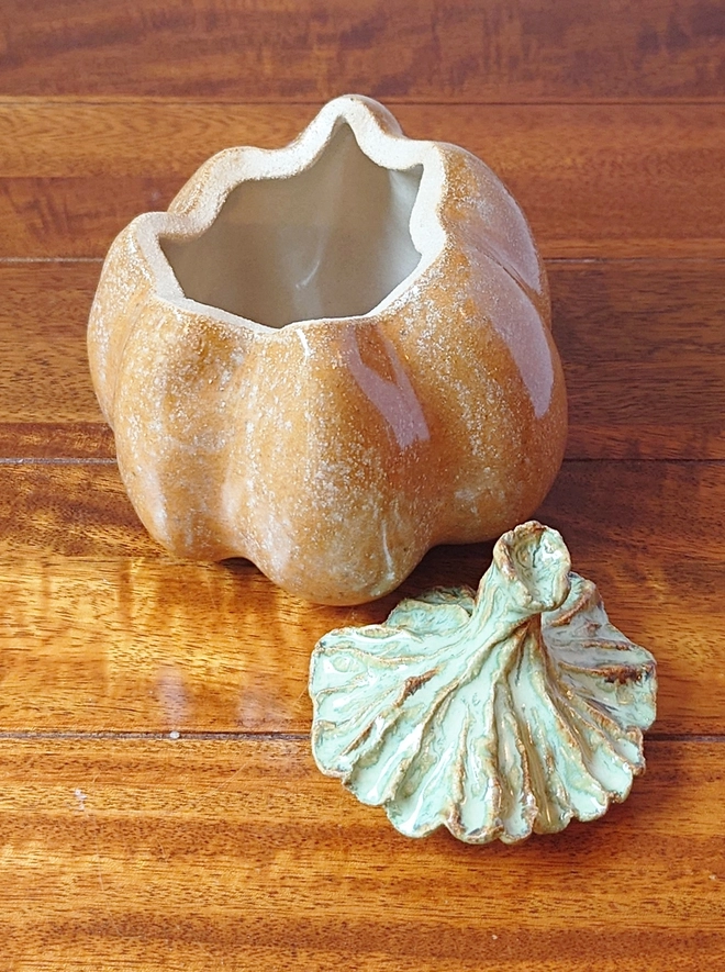 Pumpkin Jar Lidded Pot Halloween Decor