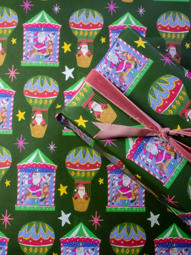 santa festive gift wrap