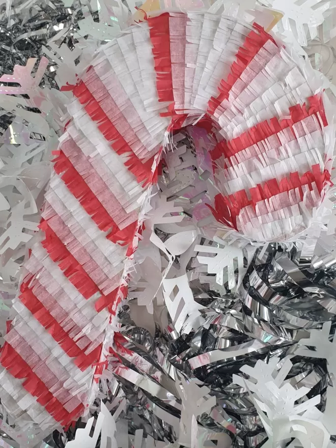 Candycane with red and white stripes pinata