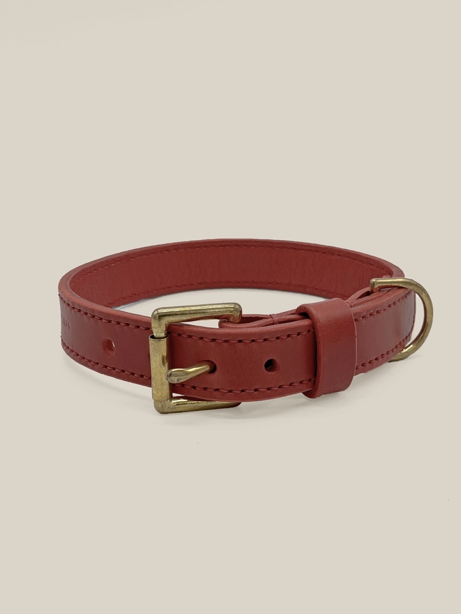 red leather lined dog collar