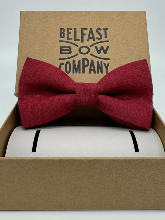 red irish linen bow tie