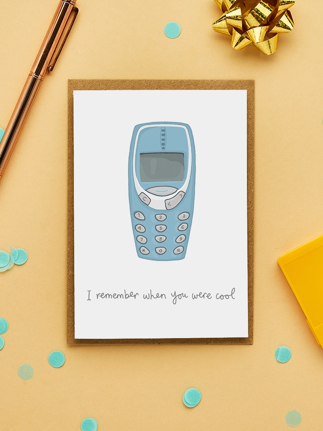 Funny Birthday Card Featuring a Nokia Mobile Phone