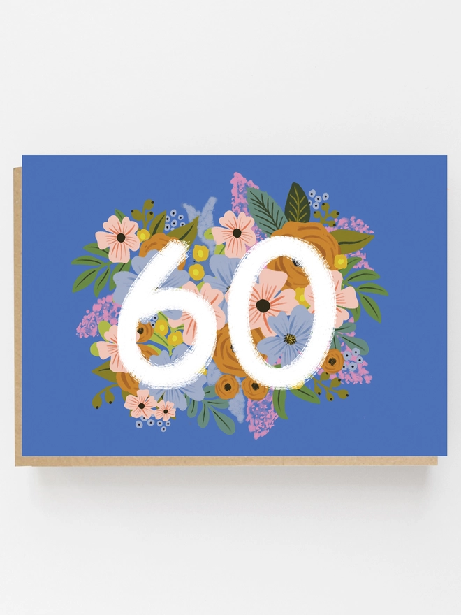 floral 60th birthday card