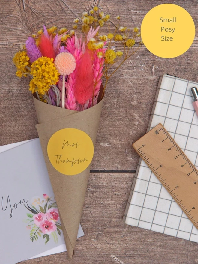 Personalised Thank You Teacher Dried Flower Posy