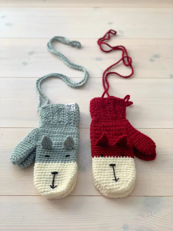 Wolf and Fox Mittens