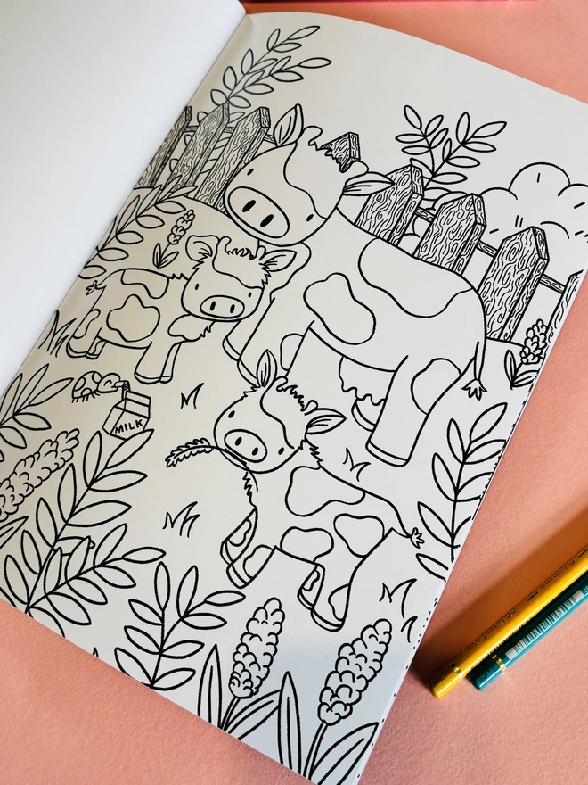 Cute baby animals bold and easy to colour colouring page