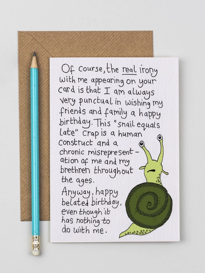 Persecuted Snail Belated Birthday Card - The Curious Pancake