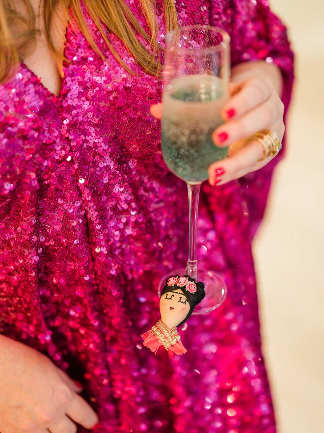 Frida Wine Glass Charm