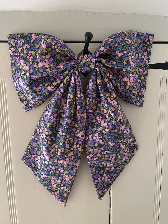 Oversized Christmas Bow in Liberty London Print Wiltshire Stars Purple