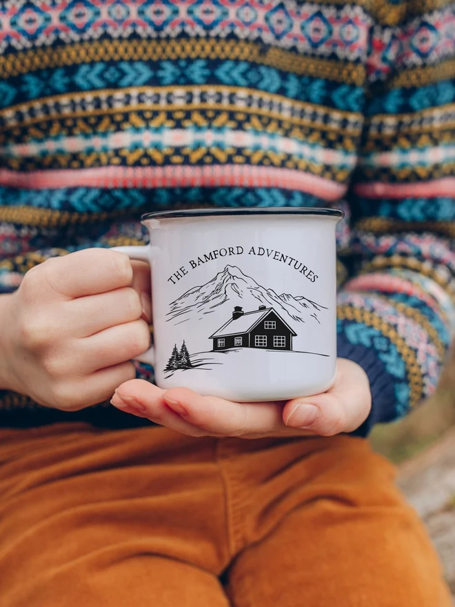 child holding personalised ceramic mug